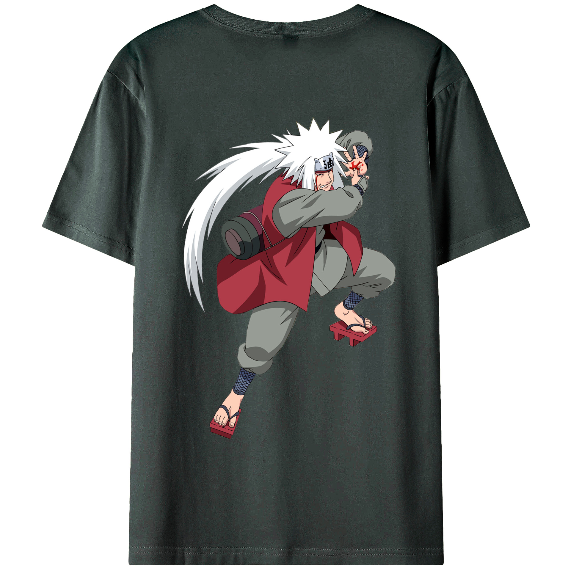 （画像用） NARUTO -ナルト- 自来也（じらいや） Jiraiya 綿100％ メンズ半袖Tシャツ（バックプリント） 通気性